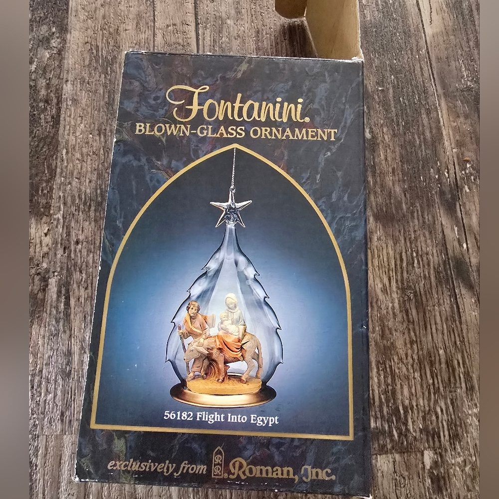 Fontanini Roman Blown Glass Ornament Flight Into Egypt 56182 NIB Vintage